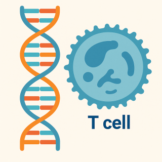 Graphic of DNA Helix and T Cell as it relates to the article
